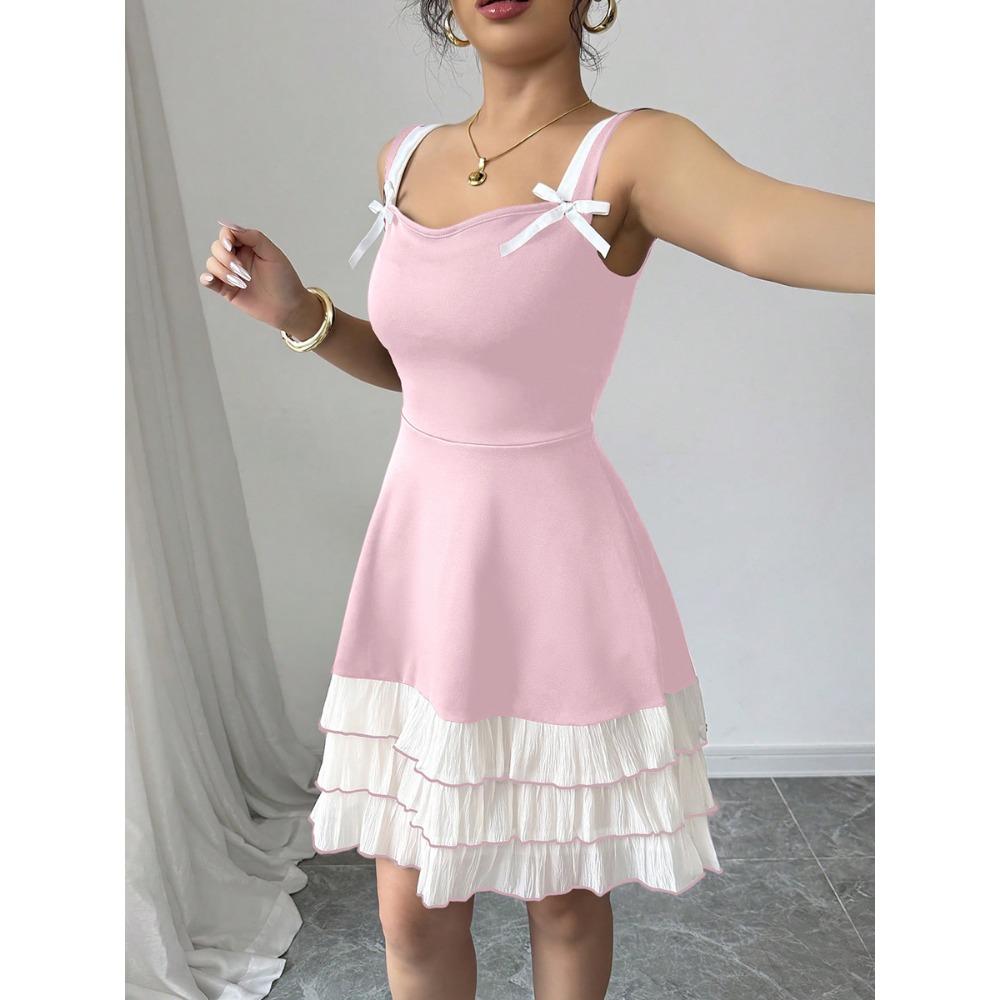 Women's Summer New Camisole Dress Contrasting Multi-layer Cake Dress