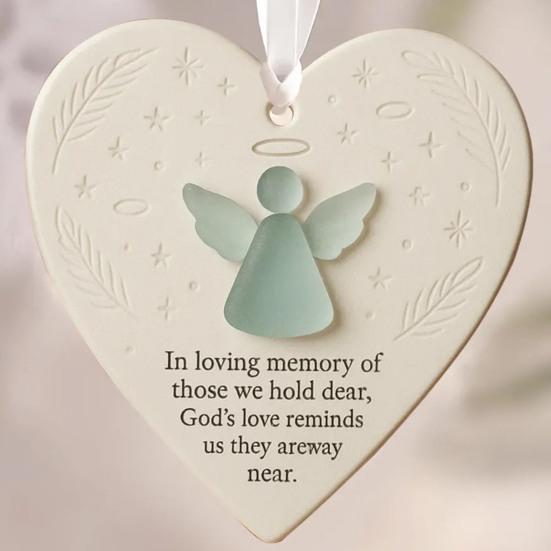 Heart-Shaped Sea Glass Friendship Ornament Handmade Sea Glass Angel/Ghost Ornament for