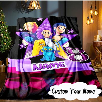 Custom Name Vibrant Anime KPop Blanket Ideal Bedding Blanket Perfect for Travel, Camping, Living Rooms, Offices, Sofas, Fan Christmas Gift