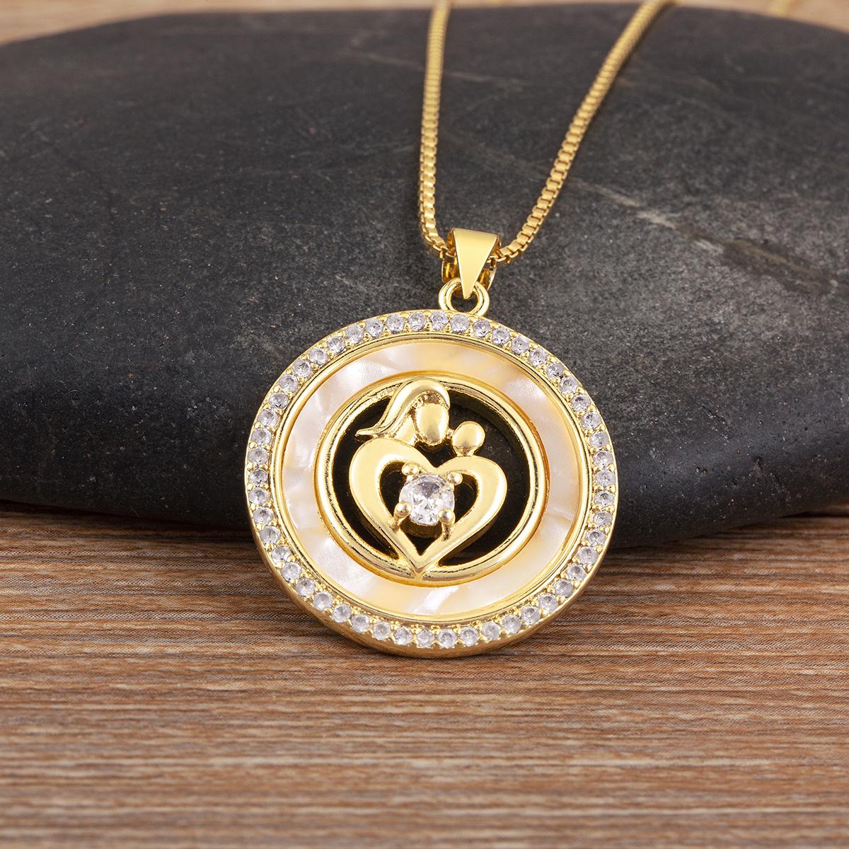 

Nidin MOM Letter Pendant Necklace For Women Heart Round Oval Shape Inlaid Shell Classic Delicate Jewelry Mother s Day Gifts