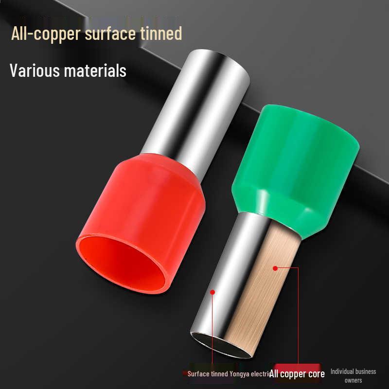 VE Pre-Insulated Terminal Pin, European Cold-Pressed Purple Copper Brass Core Wiring Tube