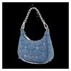 MICHAEL KORS Quilted Silver Hardware Polyurethane Blend Handheld Crossbody Shoulder Bag Women's Blue