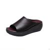 Mote Kvinner Skinntøfler Hvit Ladias Retro Peep Toe Platform Sko Tresko Slip on Sandaler Kiler Sandles Zapatos Sko