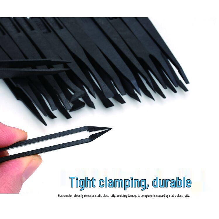 Anti-Static Curved Tip Plastic Tweezers, Multi-functional with Wide and Flat Tips for Industrial and Eyelash Use.