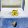 Yellow Moissanite Micro-Pavé Square Ring - Stylish Women's European American Cross-Border Bestseller
