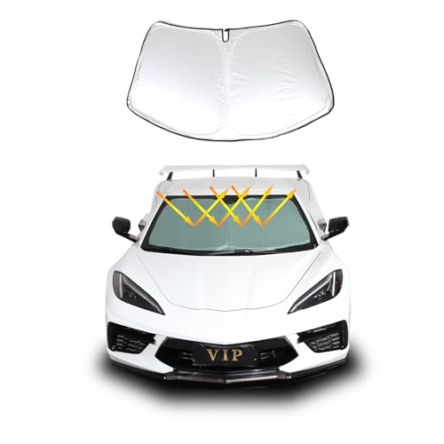 

Sunshade for Corvette C8 2020-Present Model - Windshield Sunshade, Magical Shade, Light-Blocking, Heat-Insulating, Summer, UV Protection, Compact Stor