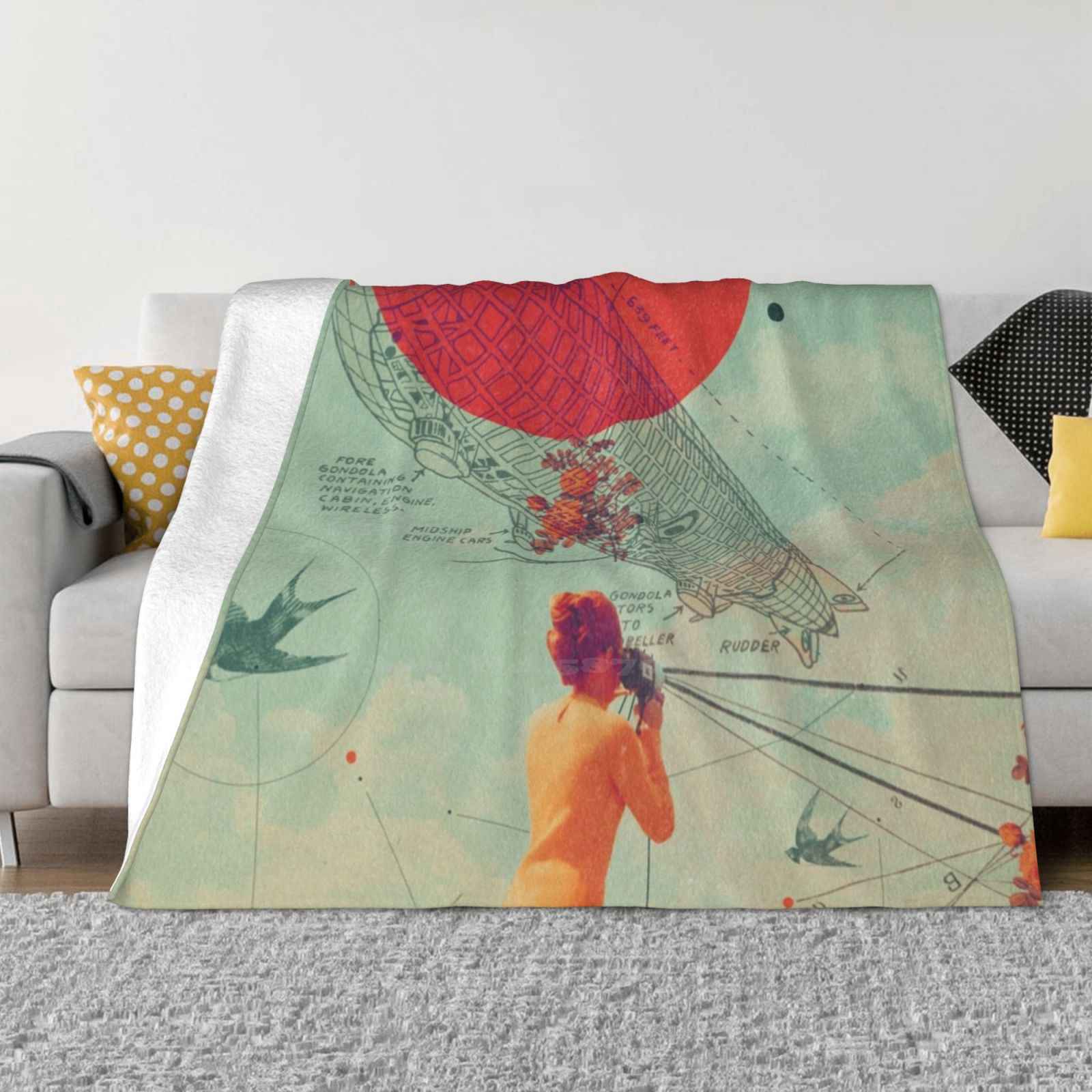 Ровер Мода Мягкое Теплое Фланелевое Одеяло Фрэнк Моль Винтаж Цифровой Коллаж Поп-арт Ретро Старый Сюрреалистичная Девушка Женщина Пейзаж 30x40in