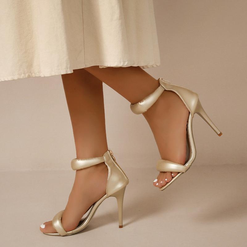 Fashion Summer New One-line Strap Temperament Sandals Women's Round Toe Open Toe Non-slip Wear-resistant Stiletto High Heels