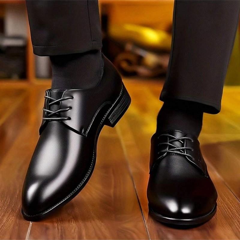 Mens Classic Oxford Style Loafer Shoes PU Leather Slip-On Pointed Toe Durable Rubber Sole Business Casual Wear