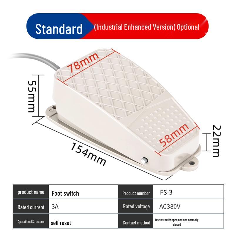 Self-Resetting TFS-201/EKW-B Foot Switch with Cable for Punch Press, 220V