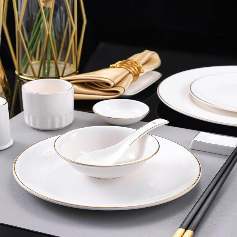 Luxury New Chinese Style Gold Rim Ceramic Dinnerware
