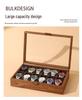 Walnut Wood Grain Watch and Jewelry Display Box with Glass Top