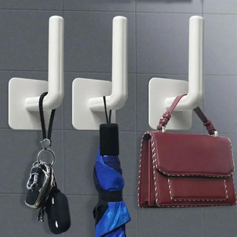 4pcs Multifunctional L-shaped Non Perforated Strong Hooks,clothes and Hats Storage Rack,toilet Paper Hooks,bathroom Towel Hooks