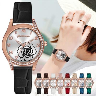 Women's Rose Watch Digital Dial Quartz Skin Leather Wristband Gift