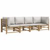 vidaXL 4-tlg. Garten-Lounge-Set mit Hellgrauen Kissen Bambus