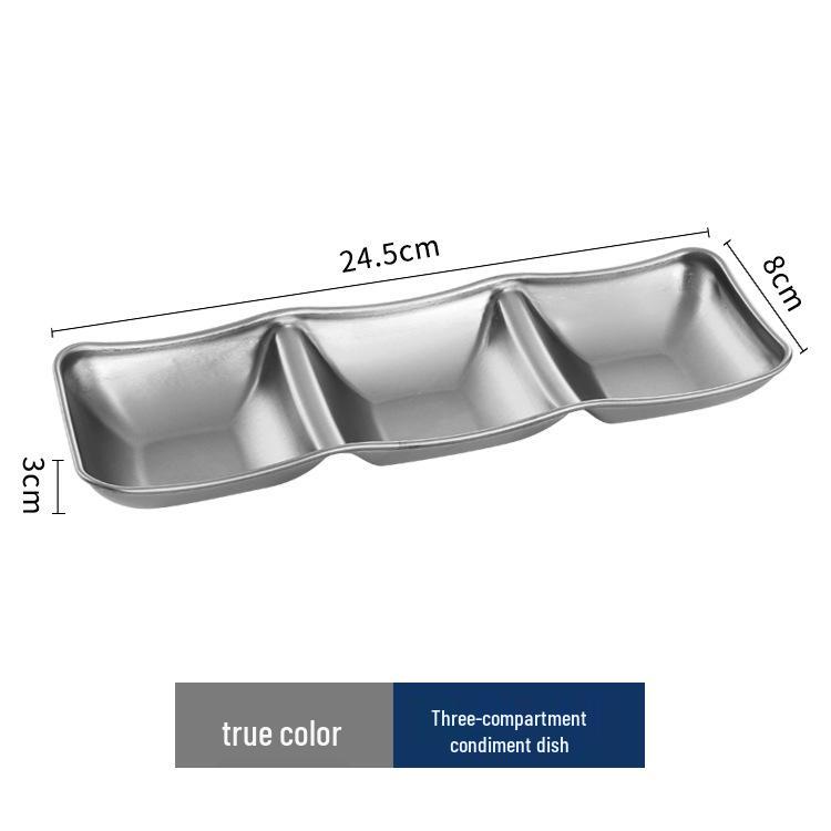 304 Stainless Steel Two- and Three-Compartment Korean Dipping Sauce and Seasoning Dish for Home Use
