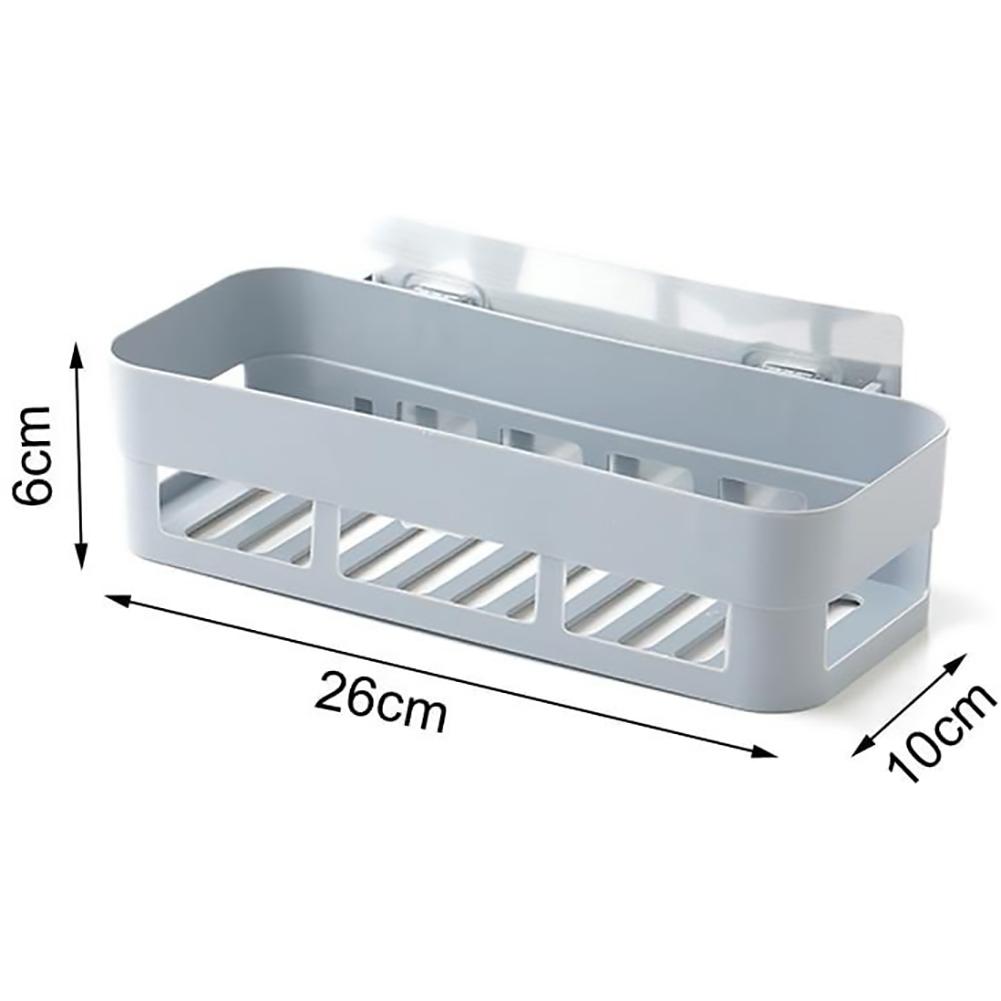 

Plastic Wall Mounted Adhesive Shower Basket Storage Shelf Organizer for Home Bathroom (White) белый