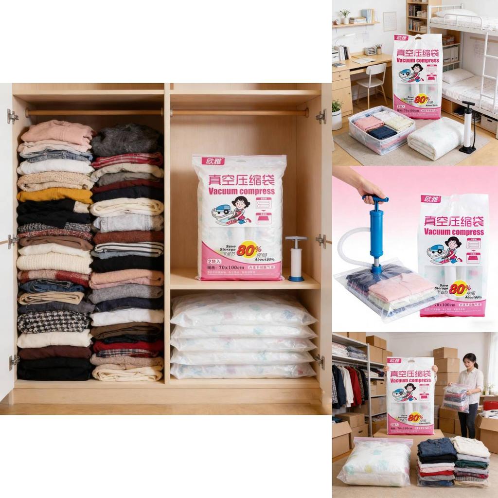 Compression Storage Bag For Winter Clothes With Pet Pe Material And No Pump Needed For Travel