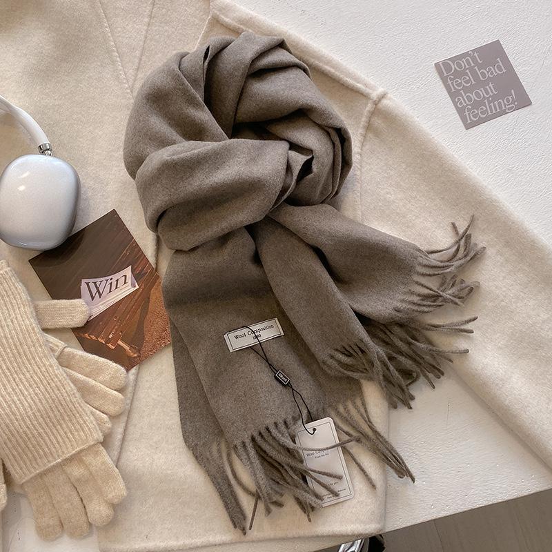 Winter Wool Scarf For Women Long Warm Cashmere Scarves Hijab Solid Lady Shawl Wrap Female Pashmina Bandana Head Scarfs New