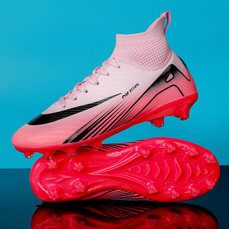 High-top football shoes men's and women's AG spikes artificial grass children's large-size training sports adult shoes