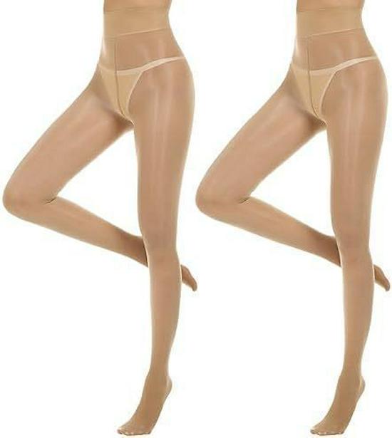 Women's Shiny High-Waisted Silk Tights - Transparent, Skinny Horse Oil Stockings