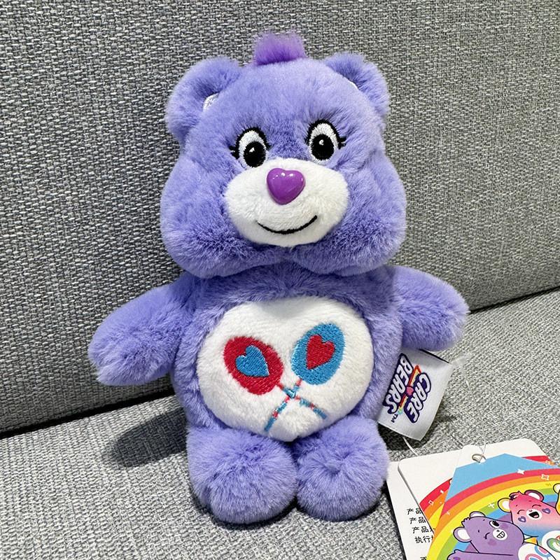 

Cute Carebears Rainbow Bear Backpack Keychain Plush Toy Yellow Blue Pink Purple фиолетовый