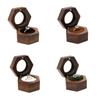 Transparent Window Wooden Ring Box Engagement Ring Display Holder Portable Ring Bearer Box  Gifts