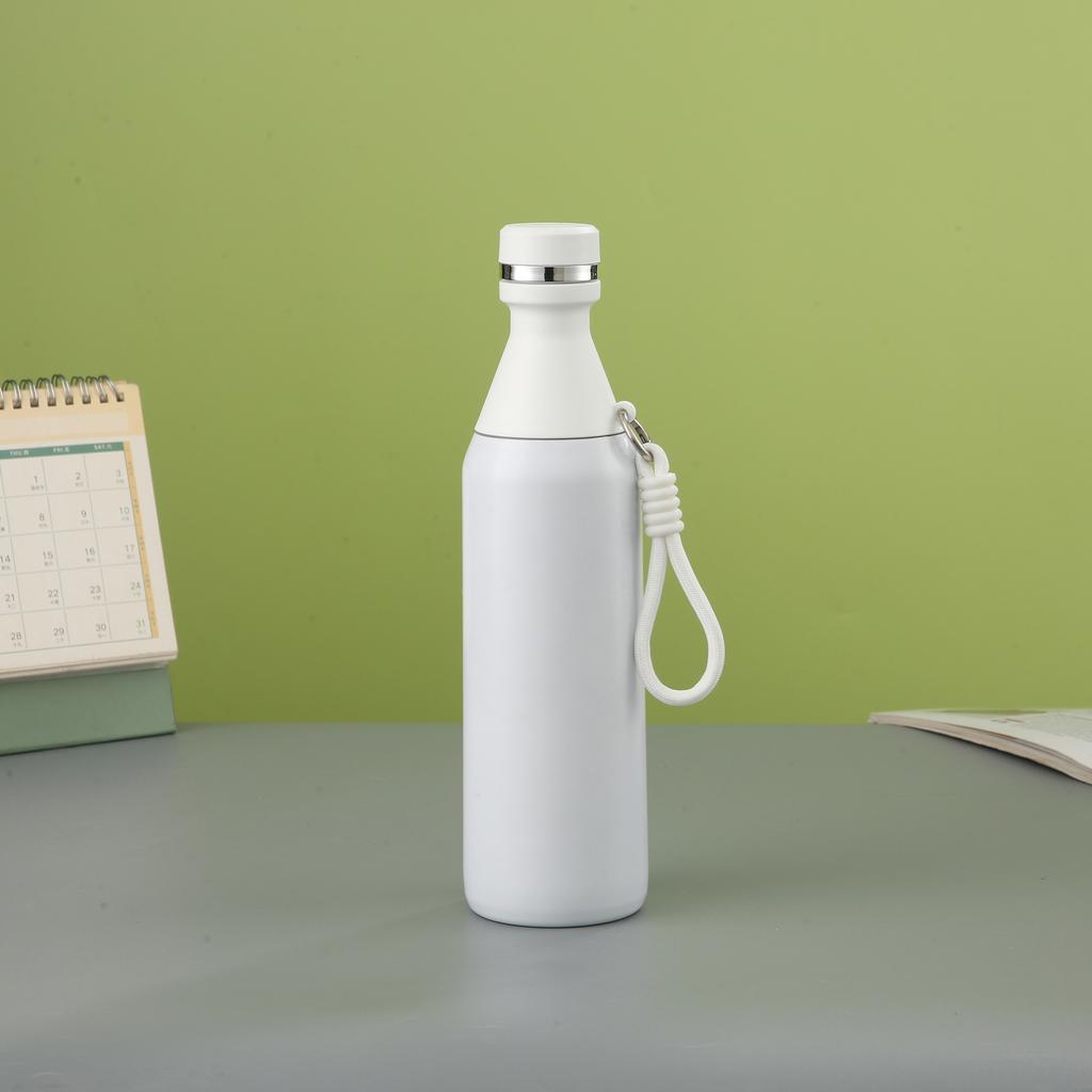 500ml Edelstahl Thermoskanne Einzigartiges Design Reisebecher Kleine Öffnung Auslaufsicher Wasserflasche für Auto-Getränkehalter Wandern Fitnessstudio Flasche