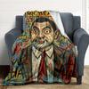 1pc Mr. Bean Art Flannel Throw Blanket HD Printed Lightweight Soft Warm All Season Blanket for Sofa, Bed, Travel, Camping Machine Washable