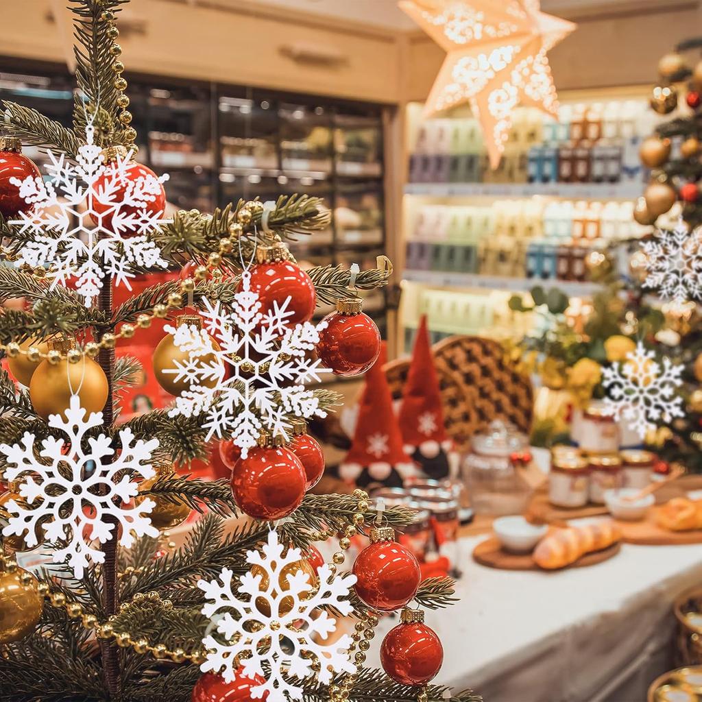 White Snowflake Ornaments, 6 Pack Large Plastic Snowflake Decorations Snowflakes Christmas Decorations, Hanging Snowflake Decorations for Winter