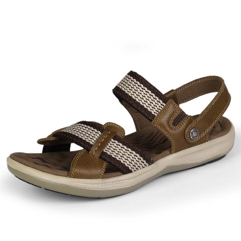 Men s Outdoor Cowhide Beach Sandals - Casual, Breathable, Two-in-One Roman Style for Summer. 39