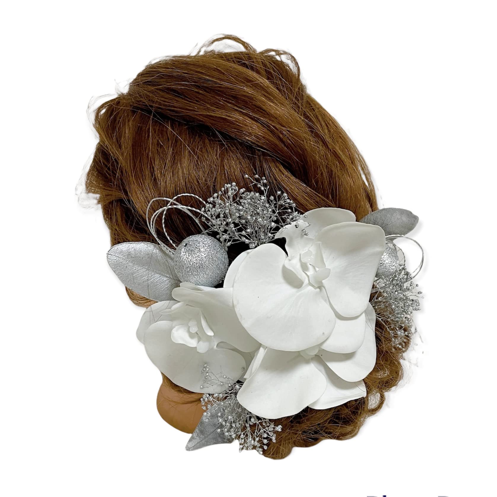 

Japanese Hair Dried Head Graduation Bridal Ornament, Silver, Flowers, Mizuhiki, Tamakanzashi, Dress, Coming-of-Age Ceremony, Ceremony, Wedding, білий