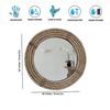 Wooden Rope Look Round Wall Mount Mirror Home Decoration, Living Room, Bedroom, Wall for Wash Basin