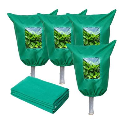 Plant Freeze Protection Cover Frost Cover with Window Zipper Drawstring Plant Winter Protection Cover Bag