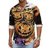 Men's Halloween Long Sleeve Button Down Shirt with Collar Casual for Holiday Parties