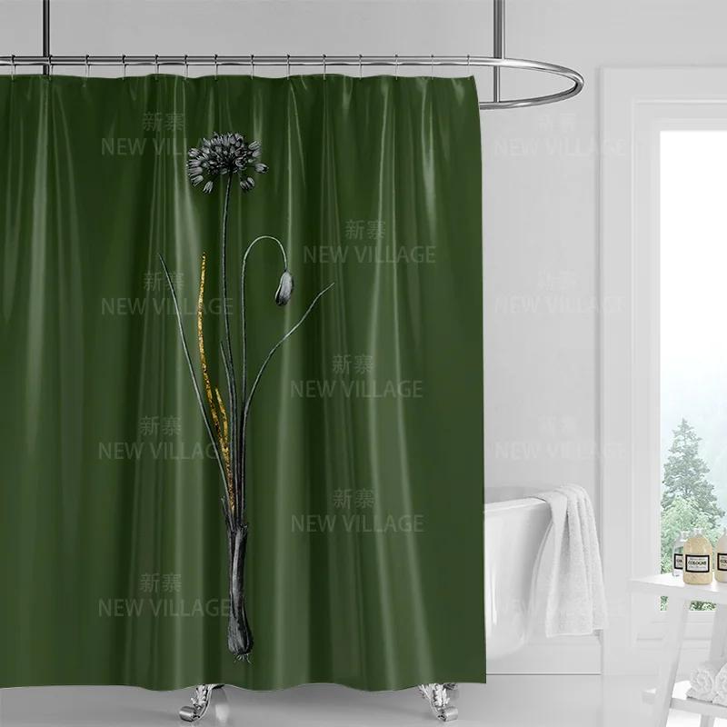 Minimalistický sprchový závěs s rostlinným motivem, moderní dekorace koupelny a toalety, soukromý závěs 180x180cm voděodolný sprchový závěs