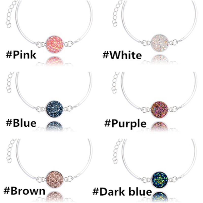 Natural Vintage Druzy Geode Stone Jewelry Rhinestone Pave Bracelets Druse