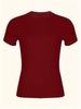 Women's Slimming Stretch Round Neck T-Shirt: Solid, Short Sleeve, Versatile Casual Top