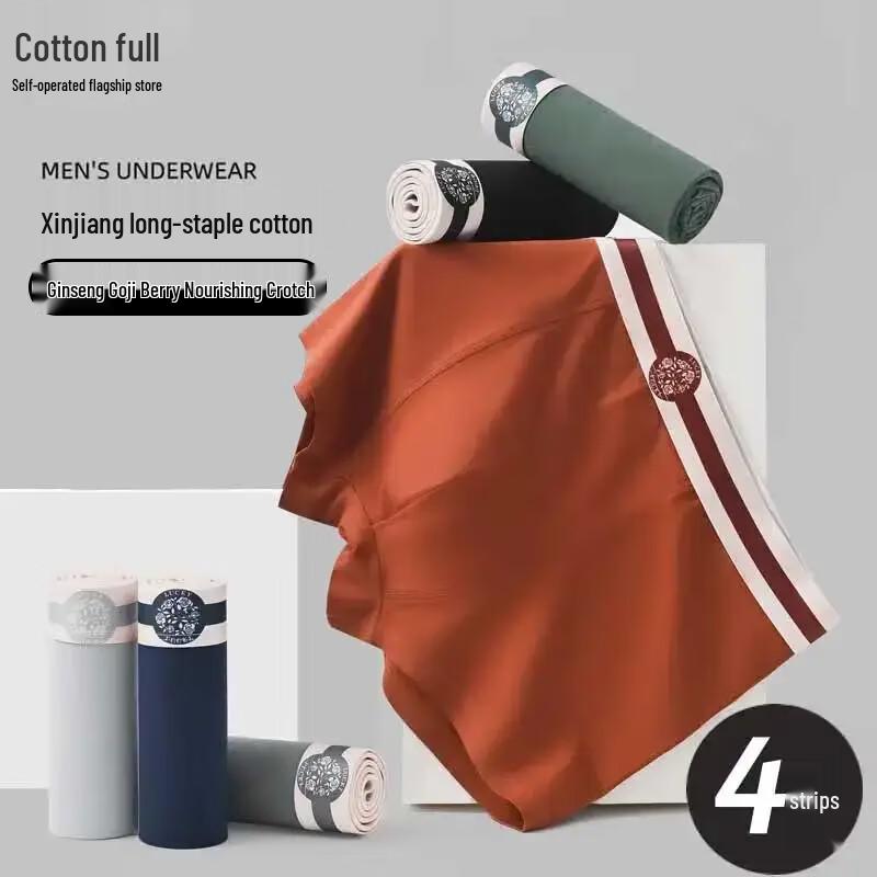 

Мужские боксеры-брифы из чистого хлопка с антибактериальным эффектом - 4 штуки 4XL