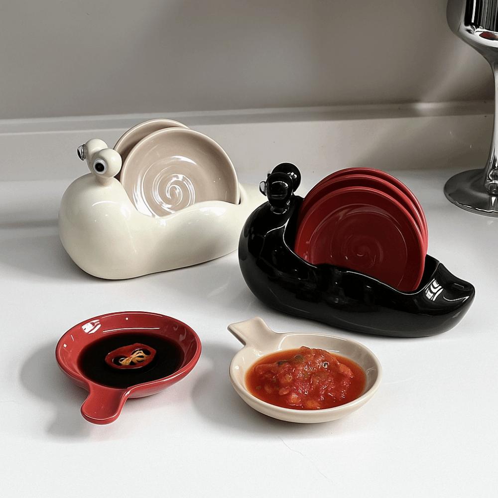 Kitchen Organizer Ceramic Snail Small Dish Cute Multifunctional Dip Dish Household Snack Plate Tomato Sauce