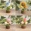 Hand-Knitted Rose Flowers Home Decoration Valentine's Day Gift Handmade Crocheted Flowers Bouquets flowerpot Desktop Ornament