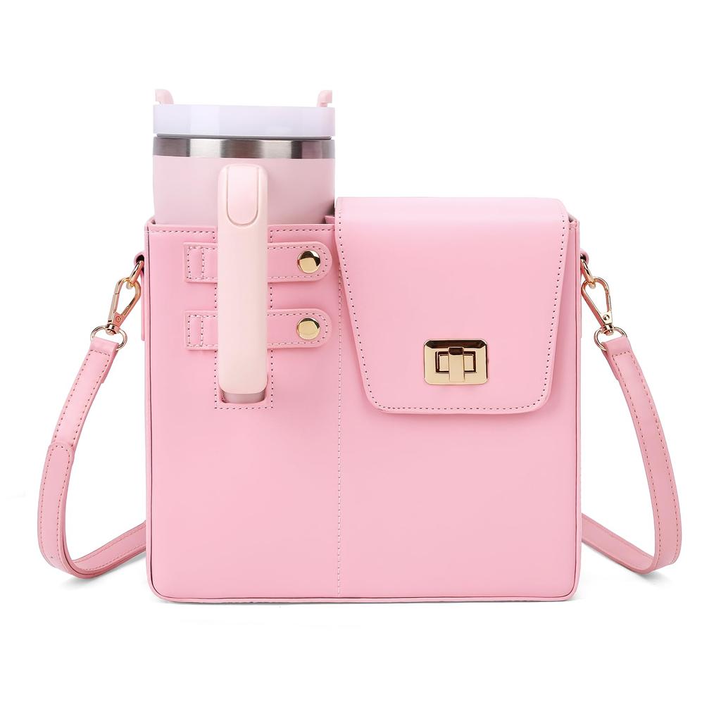 Purse Cup Holder Bag with Strap- Outdoor Portable Crossbody Water Bottle Storage Bag for Stanley Cup Tumbler 40 oz
