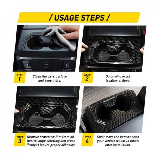 Carbon Fiber Water Cup Holder Trim Cover Fit 2015-2020 Ford F150 Accessories EXD