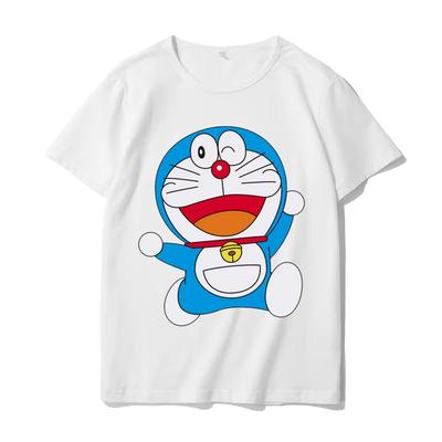 Harajuku Doraemon T-shirt Jingle Cat Korte Mouw Blauw Dik Korte Mouw Los Dameskleding Top T-shirt Dameskleding