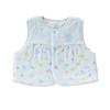 Cream De Coco Soft-Twist Pile Animal Embroidered Vest with Gauze Lining, Quilted, for Newborns and Babies, Made In Japan, Size 50-70cm (Blue)