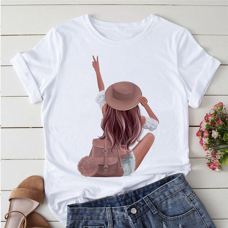 Flower Pretty Girl Fashion Trend Oversized Tops Custom T-Shirt Kawaii O-Neck Tshirt Soft Clothes For Women Female Tee-Shirt