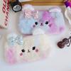 Cute Plush Bear Pencil Case With Colorful Bow For Students And Girls