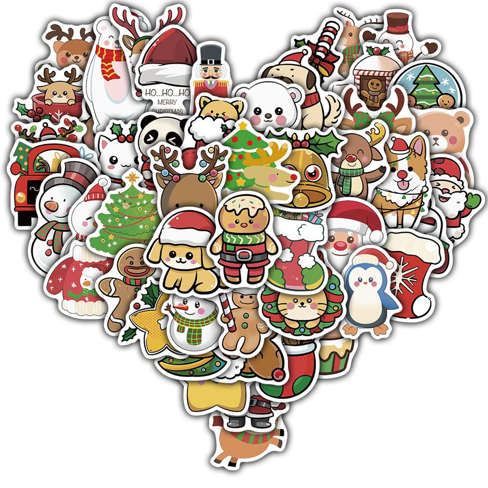 

50PCS Christmas Cartoon Sticker Personalize Creative Waterproof Motorcycle Bicycle Art Guitar Casual Laptop Decorative Stickers