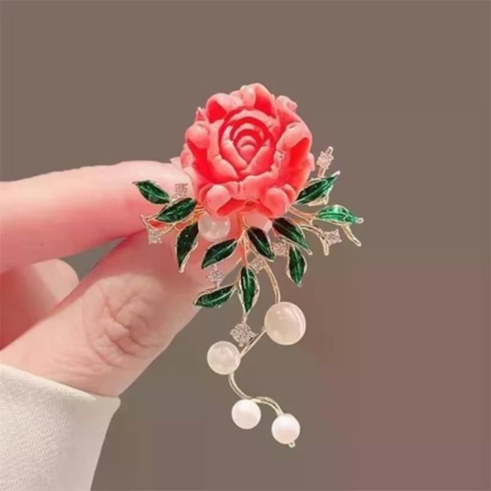 Zircon Pearls Brooches Sparkling Brooches New Peony Flower Brooches Waist Accessorizing