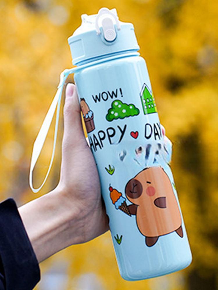 700ml Capybara Cute Water Cup with Straw & Handle Sports Water Bottle Large Capacity Travel Water Cup for Fitness Sports